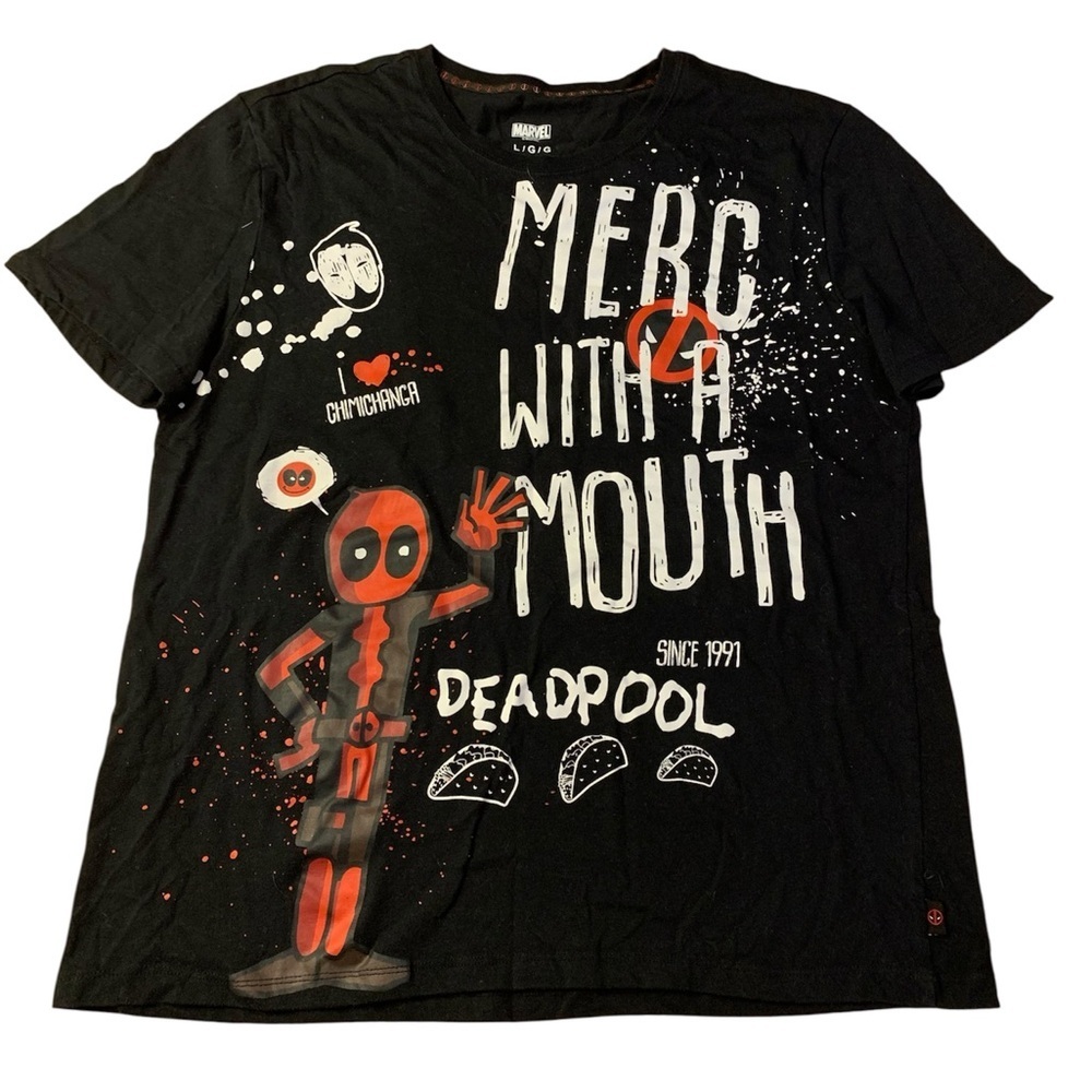 Marvel Deadpool "Merc With A Mouth" Graphic Tee - Size L - Mad Engine